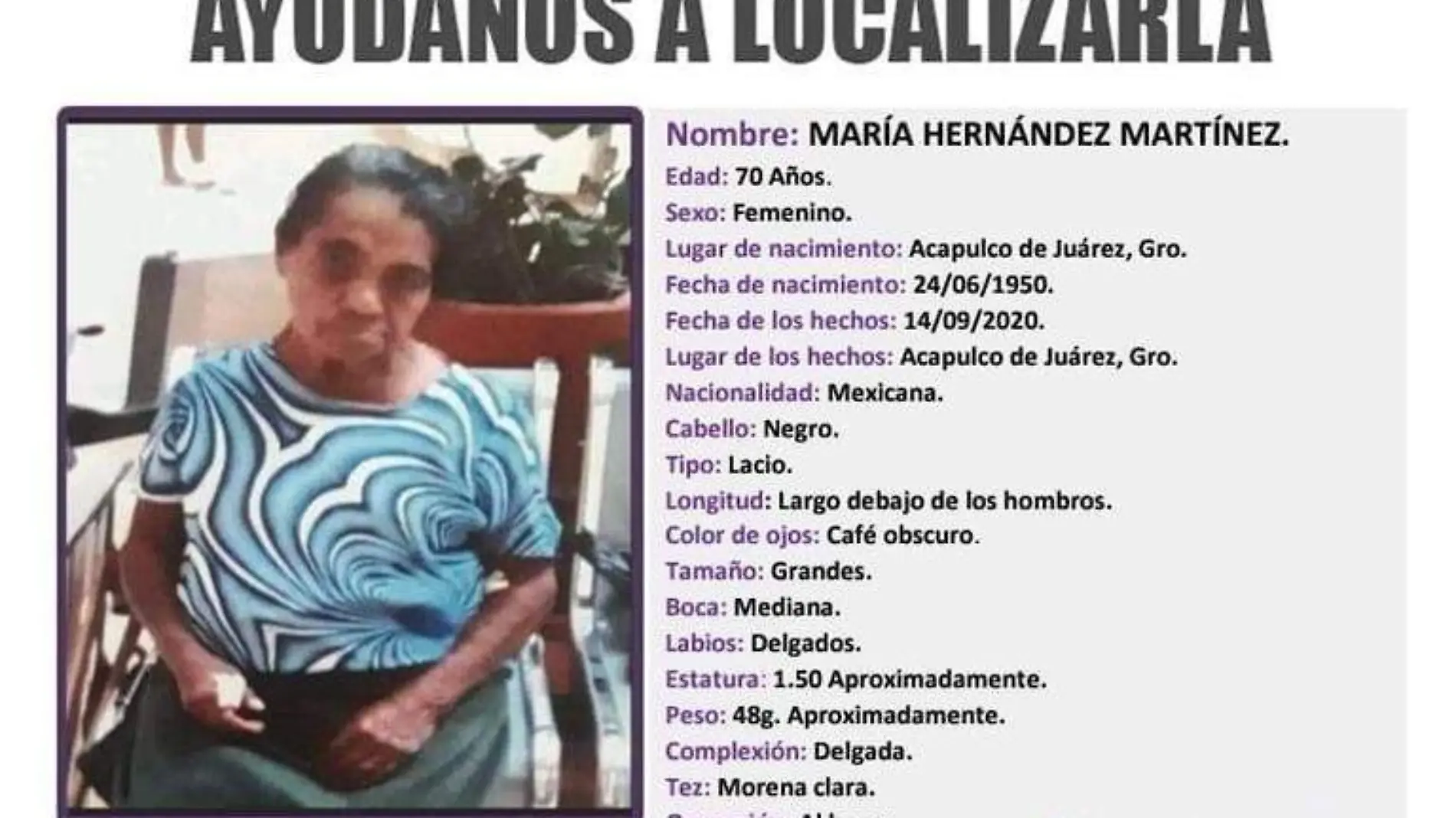 Mujer desaparecida